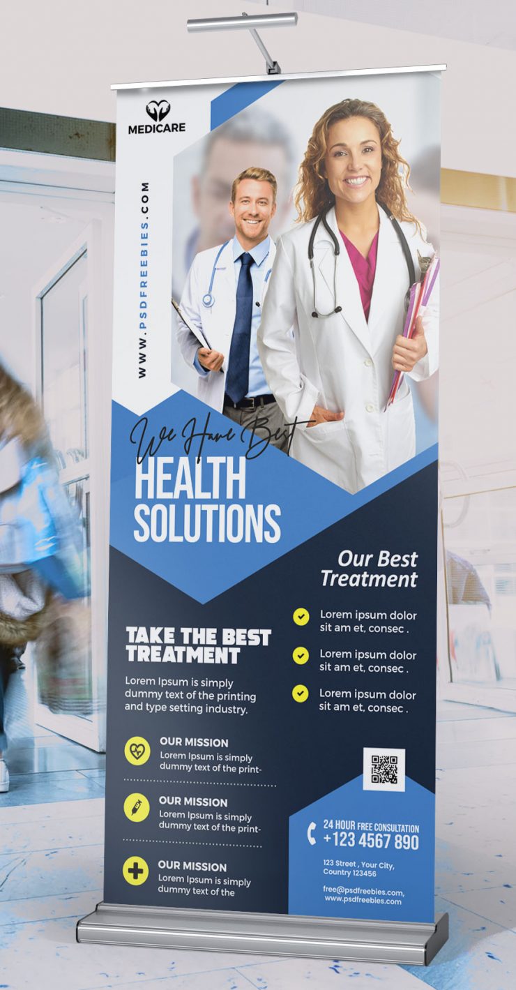 Premium Health Care Business Roll-Up Banner PSD | PSDFreebies.com