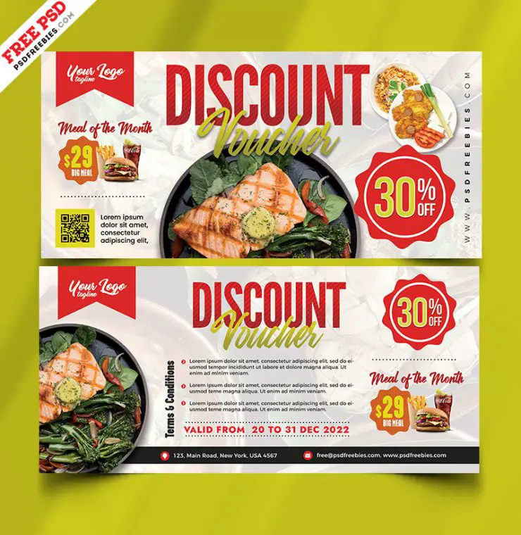 Food Restaurant Discount Voucher Psd Template Psdfreebies Com