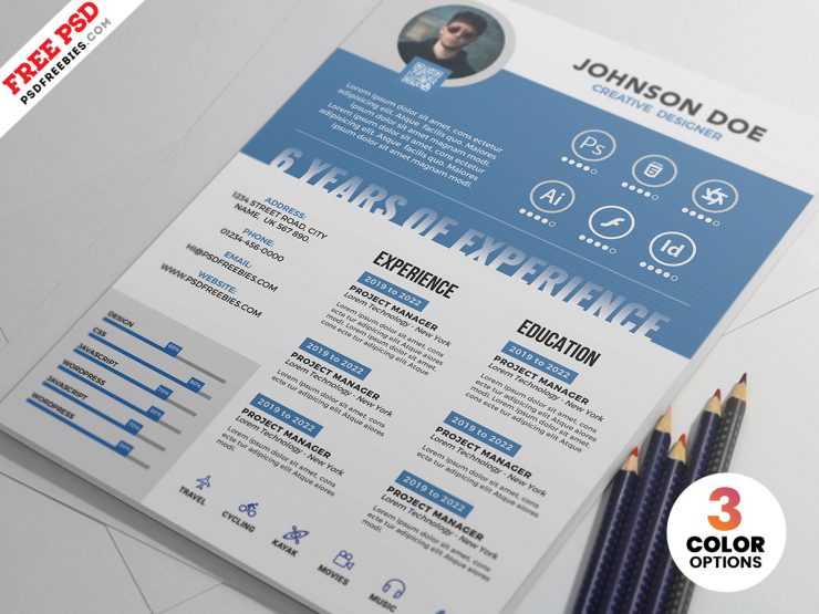 Professional Clean Resume CV Template PSD