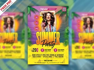 Hot Summer Party Flyer Design PSD