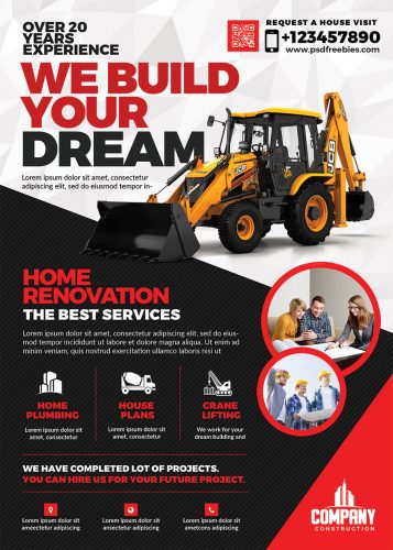 Construction Company Flyer Template PSD | PSDFreebies.com