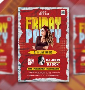 Friday Night Club Party Flyer Free PSD