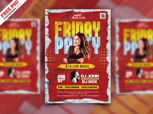 Friday Night Club Party Flyer Free PSD