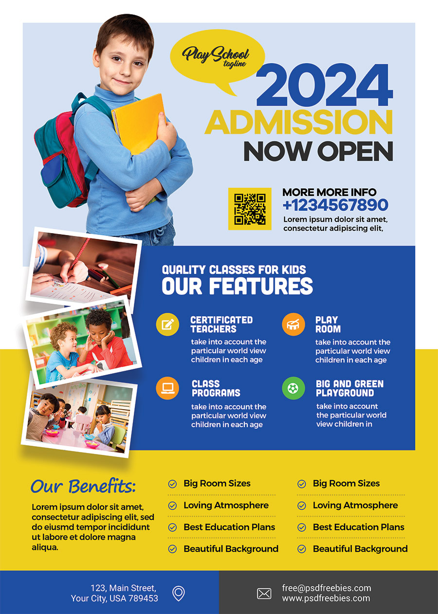 Kids School Admission Flyer Psd Template Psdfreebies Com In 2021 ...