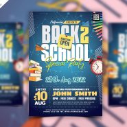 Colorful Back to School Party Flyer PSD