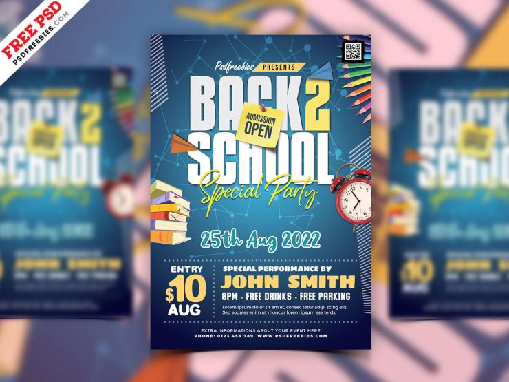 Colorful Back to School Party Flyer PSD