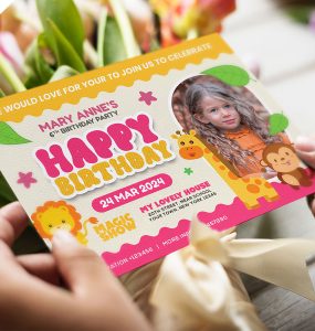 5x7 Designer Birthday Invitation Card PSD