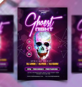Halloween Ghost Theme Party Flyer PSD