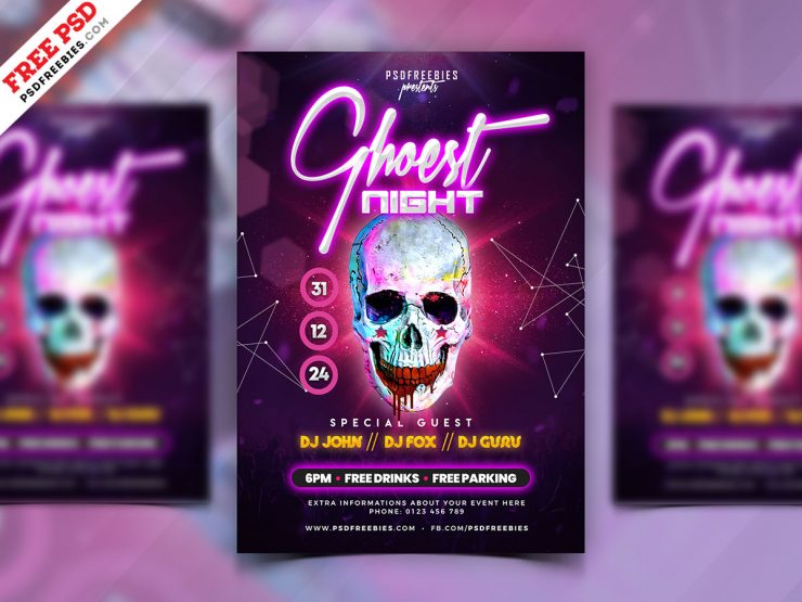 Halloween Ghost Theme Party Flyer PSD