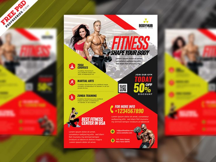 Fitness Studio and Gym Flyer PSD