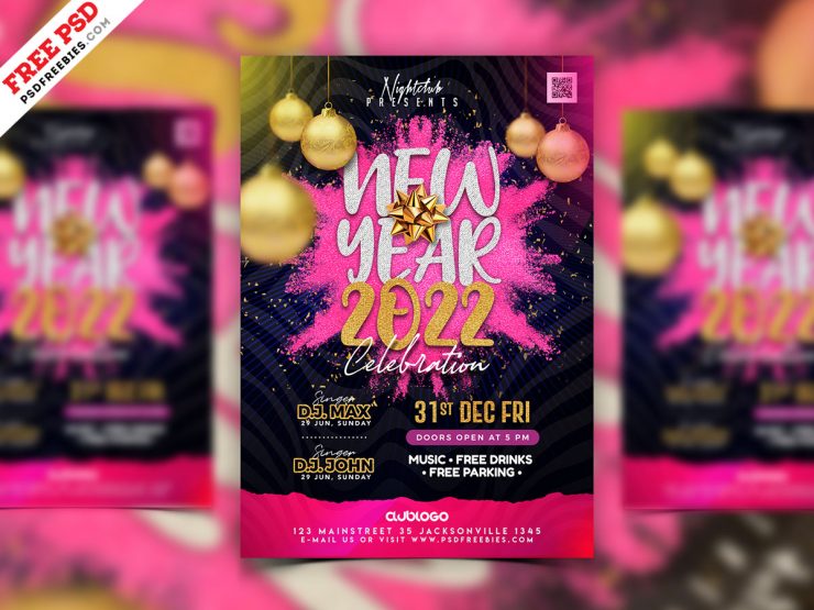 2022 New Year Party Invitation Flyer PSD