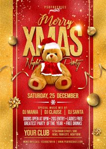 Christmas Holiday Event Party Flyer PSD