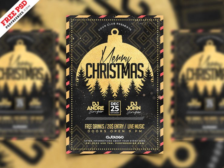 Classy Christmas Party Flyer PSD Template