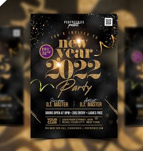 Happy New Year 2022 Party Flyer PSD