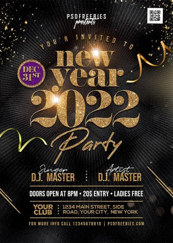 Happy New Year 2022 Party Flyer PSD | PSDFreebies.com