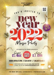 New Year 2022 Party Flyer Design PSD