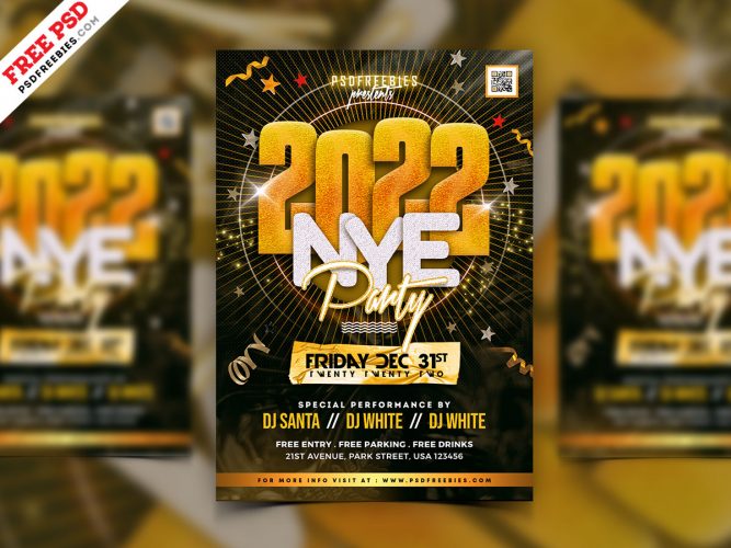 New Year 2022 Party Flyer PSD | PSDFreebies.com