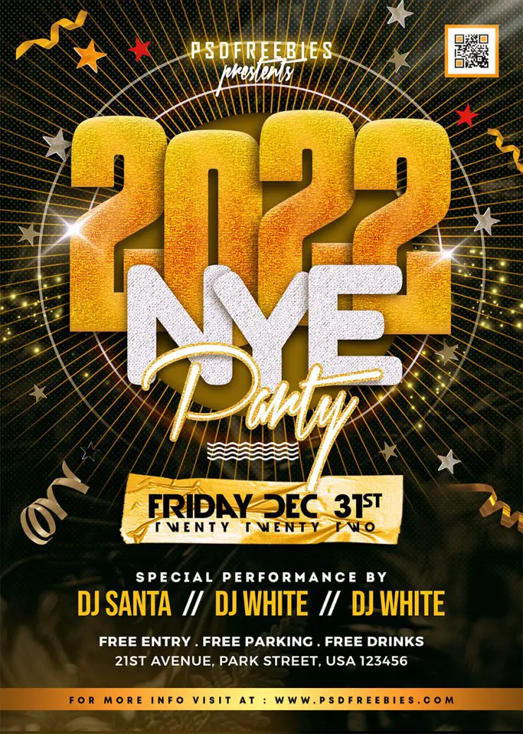 New Year 2022 Party Flyer PSD | PSDFreebies.com