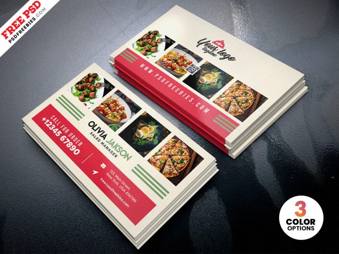 Food Restaurant Business Card Design PSD