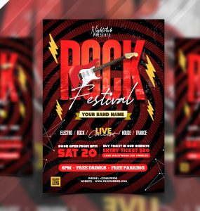 Rock Music Event Festival Poster Flyer Design PSD