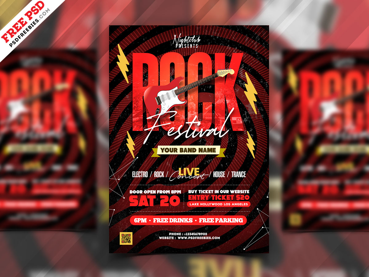 Rock Music Event Festival Flyer Design PSD |