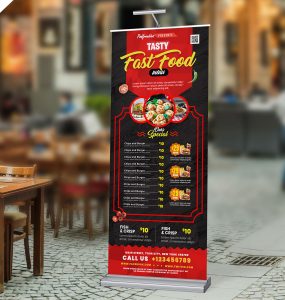 Restaurant Business Roll Up Display Banner Design PSD