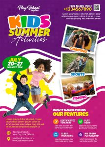Kids Summer Activity Camp Flyer PSD