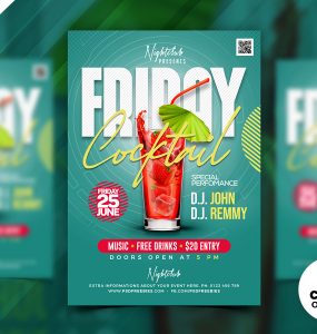 Friday Cocktail Party Flyer PSD Template