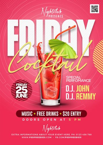 Friday Cocktail Party Flyer PSD Template | PSDFreebies.com