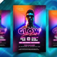 Neon Glow Party Flyer PSD Template