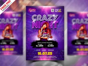 Night Club Crazy Party Flyer PSD Template