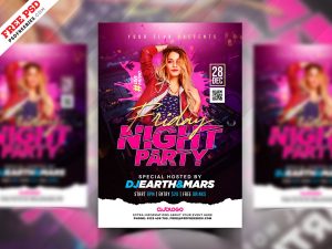 Club Night Live Music Party Flyer Design PSD