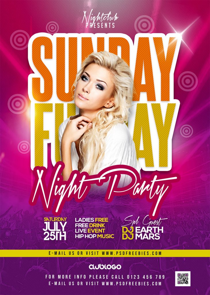 Sunday Night Club Party Flyer PSD Template