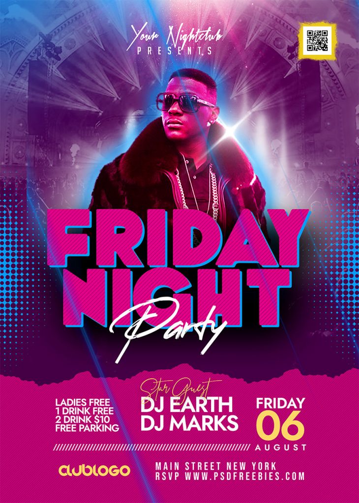 Crazy Friday Night Club Party Flyer PSD