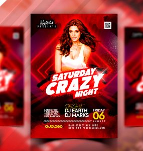 Crazy Saturday Night Party Flyer PSD