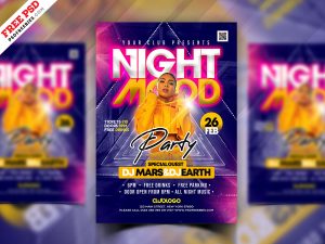 Full Night Music Party Flyer PSD Template
