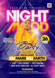 Full Night Music Party Flyer PSD Template