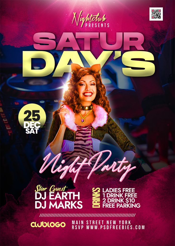 Club Saturday Night Party Flyer PSD