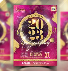 2023 New Year Party Flyer PSD Template
