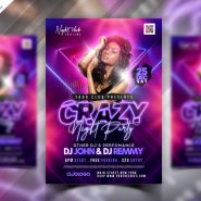 Crazy Night Club Music Party Flyer PSD
