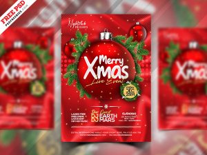 Merry Christmas Live Event Party Flyer PSD