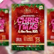 Christmas and New Year Party Invitation Flyer PSD