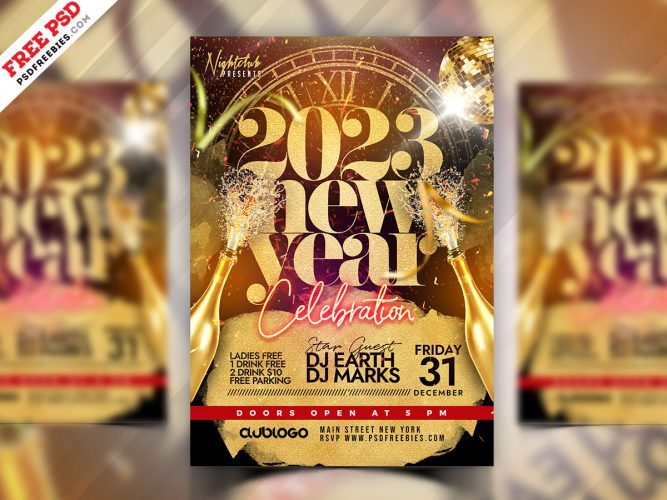 New Year 2023 Club Party Flyer PSD Template