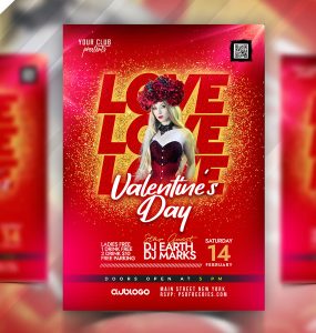 Happy Valentines Day Party Flyer PSD