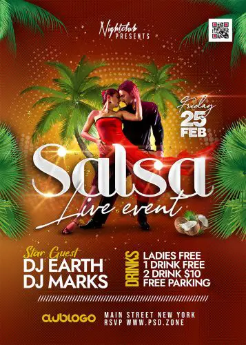 Salsa Live Event Flyer PSD | PSDFreebies.com