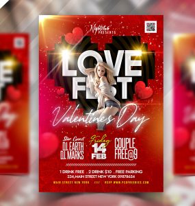 Valentine's Day Fest Party Flyer PSD Template