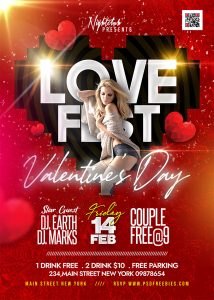 Valentine's Day Fest Party Flyer PSD Template