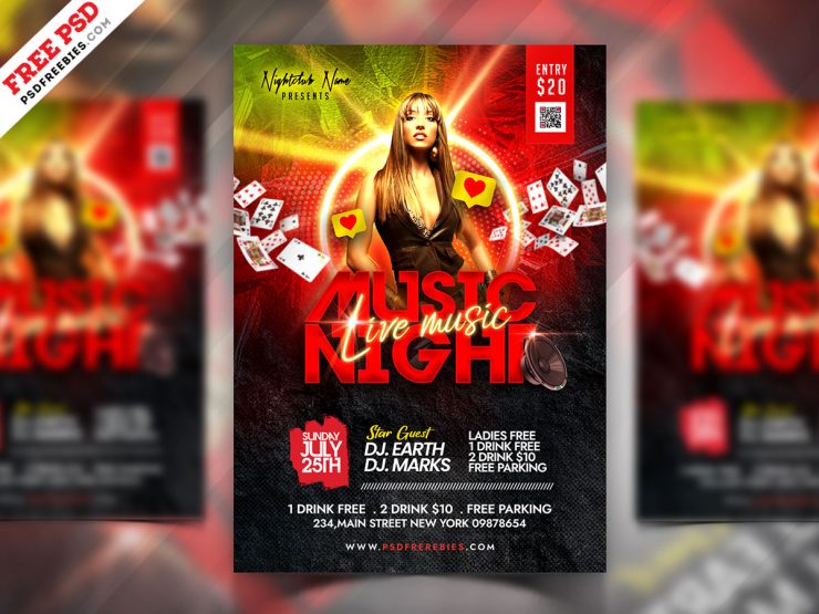 Live Music Event Party Flyer Design PSD
