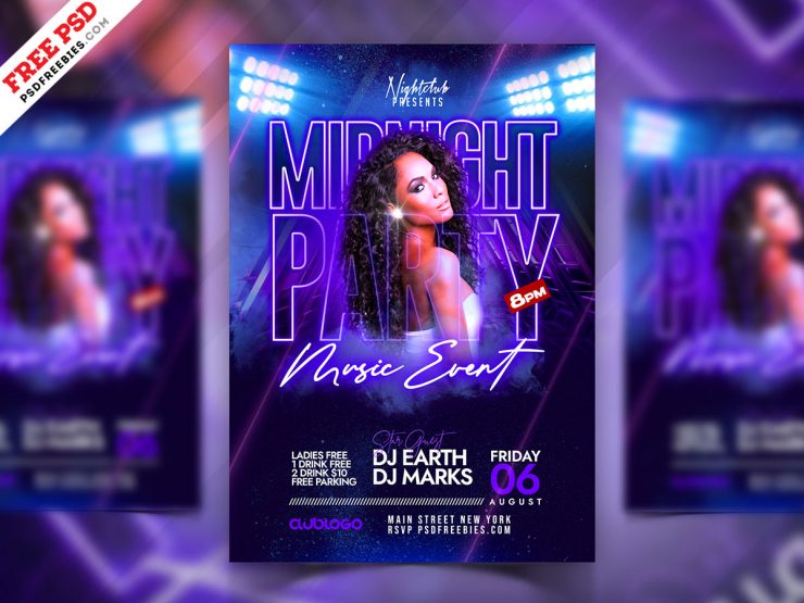 Midnight Club DJ Party Flyer PSD