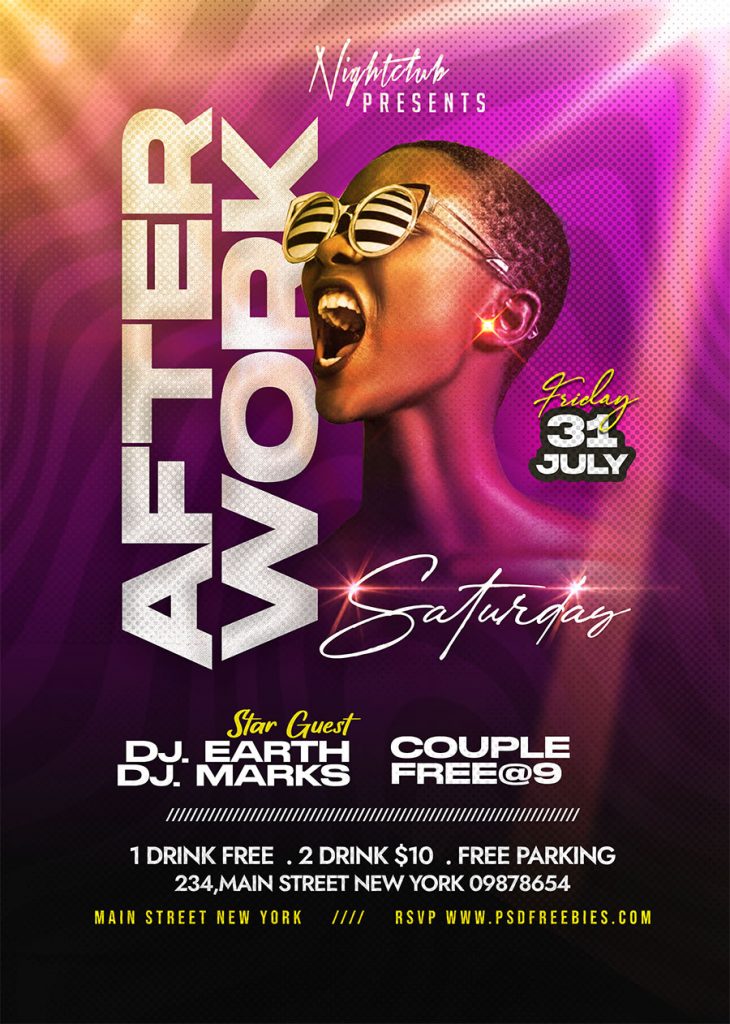 Weekend Night Club Party Flyer PSD